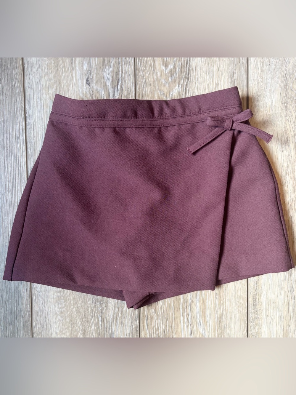 ZARA Girls Burgundy Wrap Skirt Shorts Skort Size 6